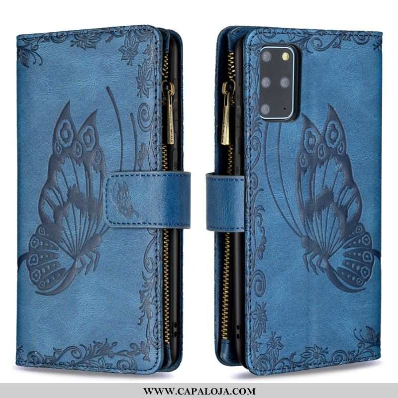 Capa De Couro Para Samsung Galaxy S20 Plus / S20 Plus 5G Bolso Com Zíper Borboleta