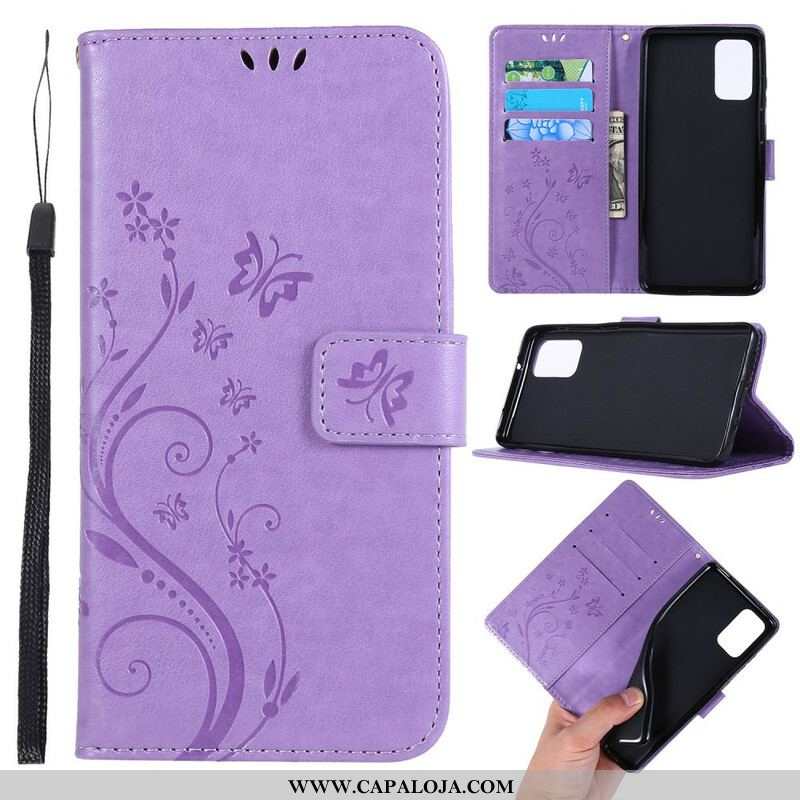 Capa De Couro Para Samsung Galaxy S20 Plus / S20 Plus 5G Borboletas Encantadas