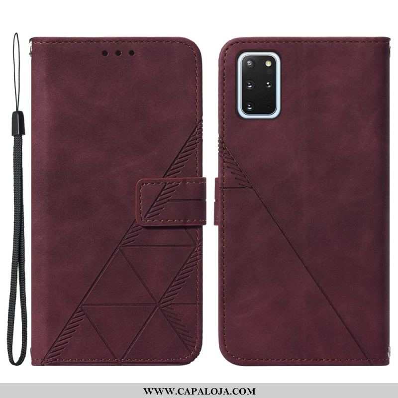 Capa De Couro Para Samsung Galaxy S20 Plus / S20 Plus 5G Efeito Couro Pirâmide