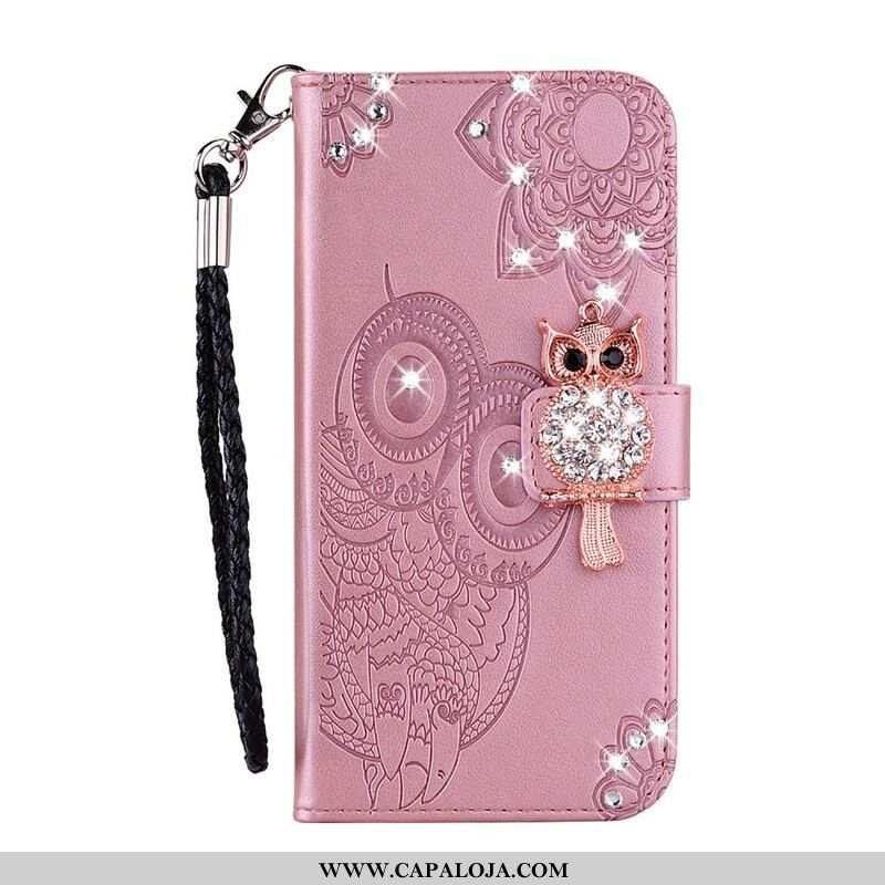 Capa De Couro Para Samsung Galaxy S21 5G Coruja Mandala E Charme