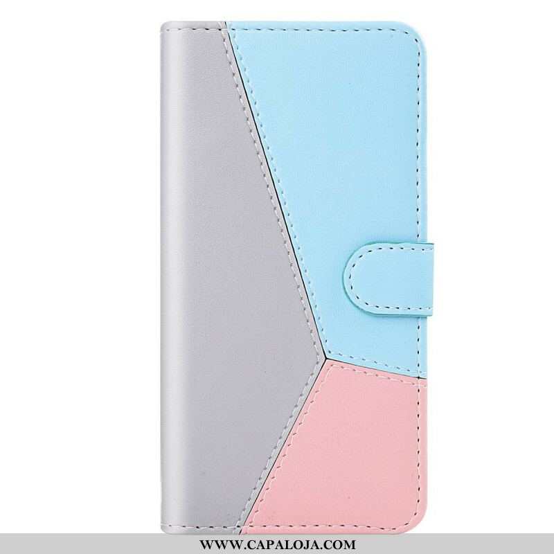 Capa De Couro Para Samsung Galaxy S21 5G Efeito Couro Tricolor