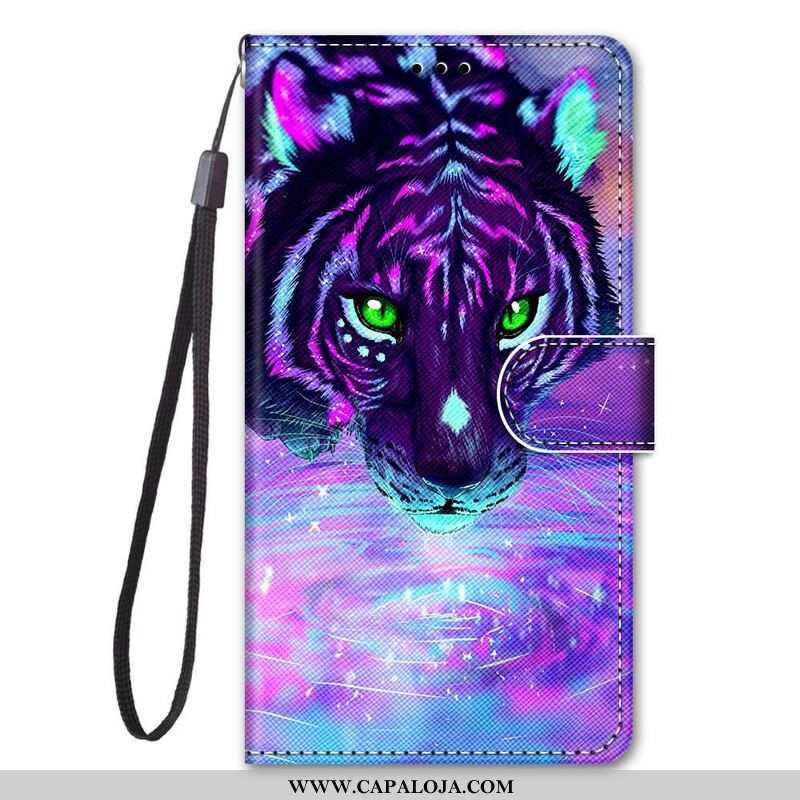 Capa De Couro Para Samsung Galaxy S21 5G Felino Mágico