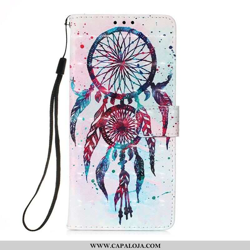 Capa De Couro Para Samsung Galaxy S21 FE Apanhador De Sonhos Aquarela