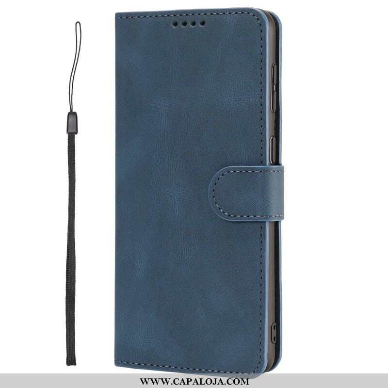 Capa De Couro Para Samsung Galaxy S21 FE De Cordão Efeito De Couro Com Tiras