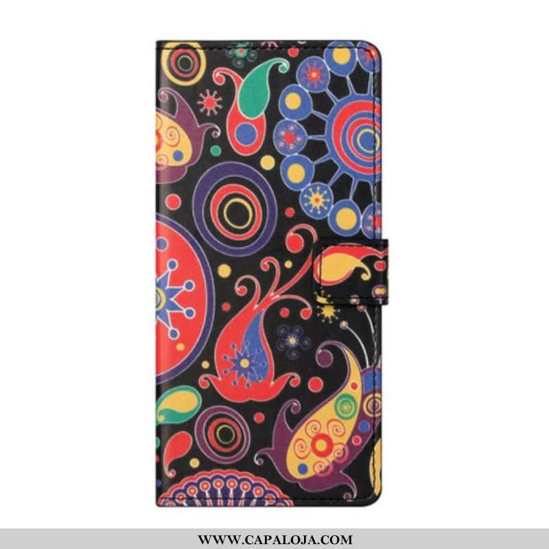 Capa De Couro Para Samsung Galaxy S21 FE Design Da Galáxia