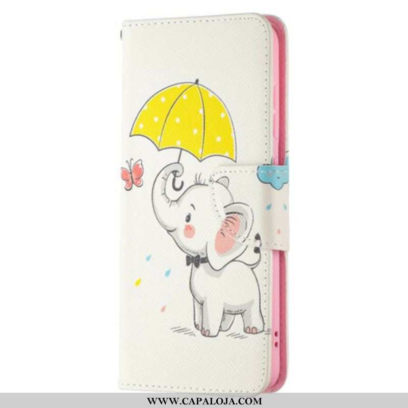 Capa De Couro Para Samsung Galaxy S21 FE Elefante Bébé