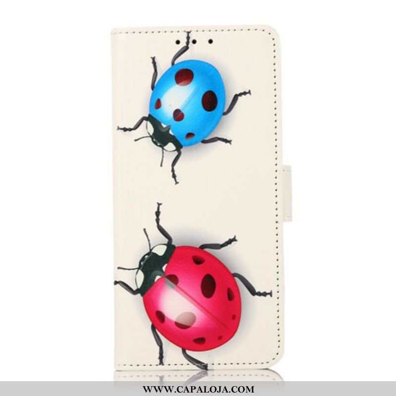 Capa De Couro Para Samsung Galaxy S21 FE Joaninhas