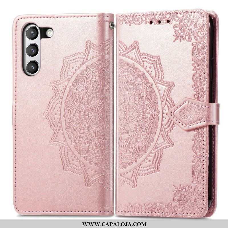 Capa De Couro Para Samsung Galaxy S21 FE Mandala Idade Média