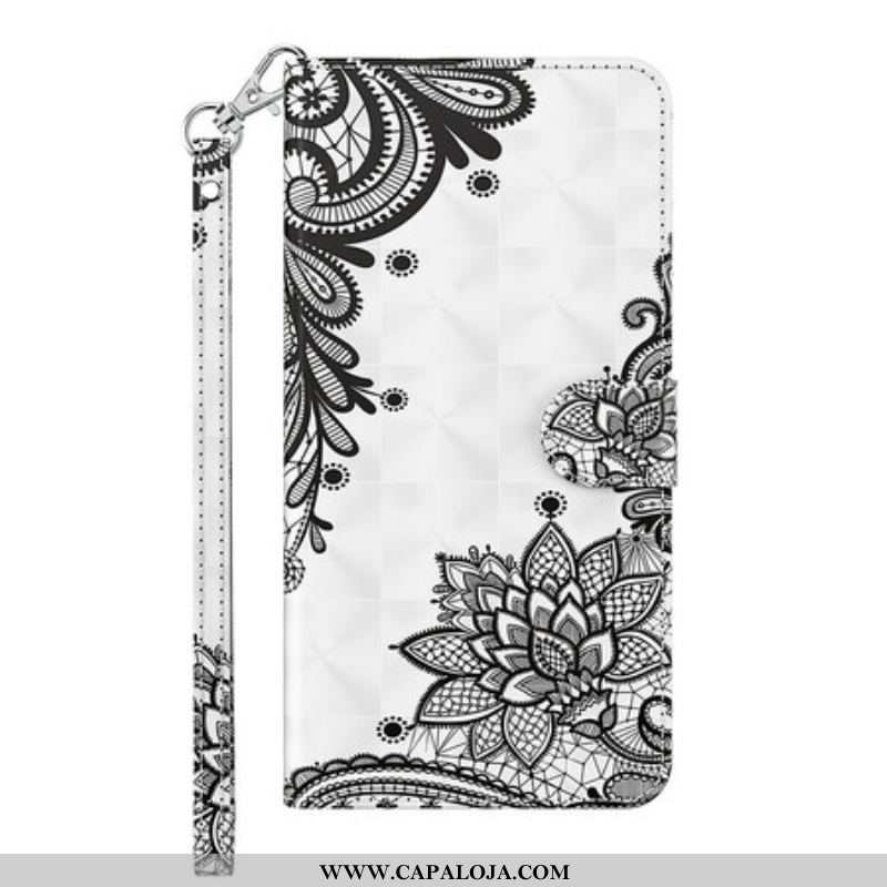 Capa De Couro Para Samsung Galaxy S21 FE Renda Chique