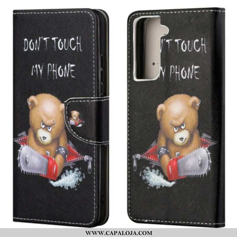 Capa De Couro Para Samsung Galaxy S21 FE Urso Perigoso