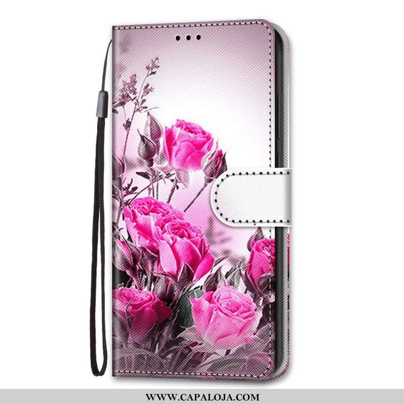 Capa De Couro Para Samsung Galaxy S21 Plus 5G Flores Mágicas