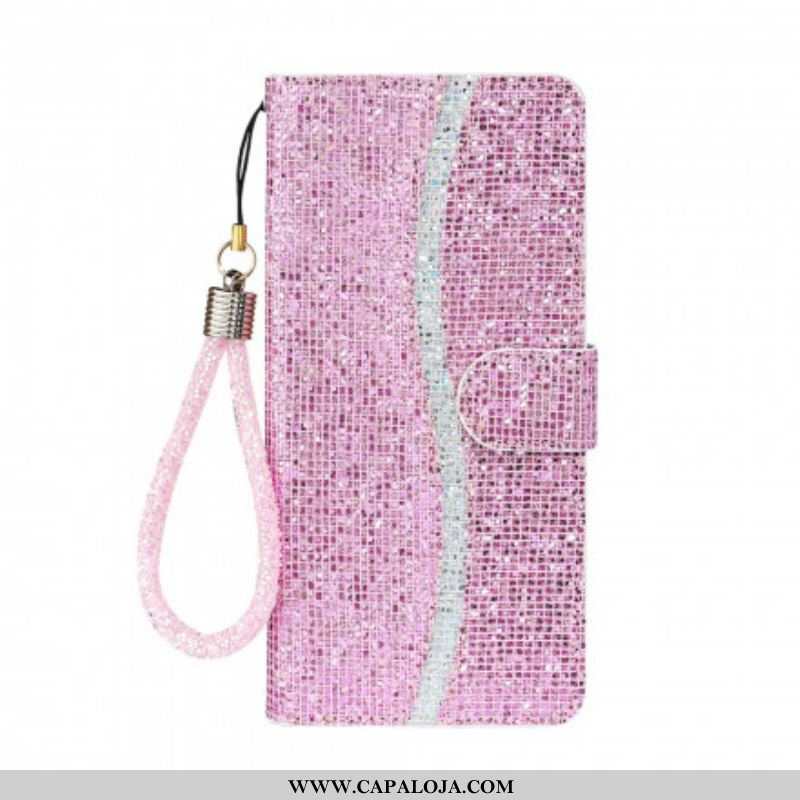 Capa De Couro Para Samsung Galaxy S21 Plus 5G Lantejoulas Design S