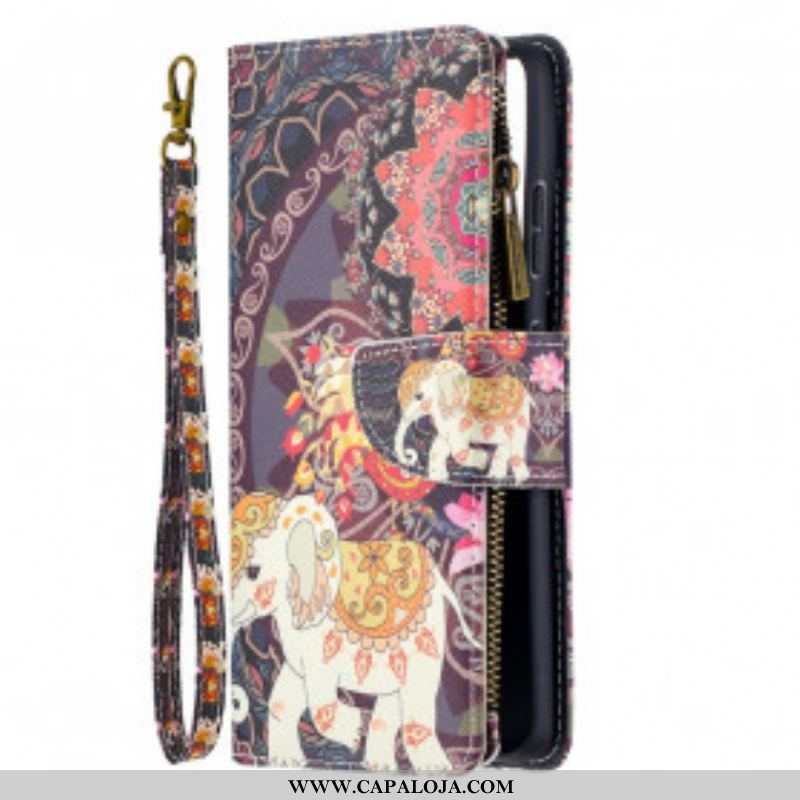 Capa De Couro Para Samsung Galaxy S21 Ultra 5G Bolso Elefante Com Zíper