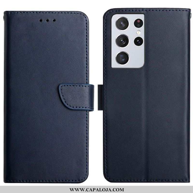 Capa De Couro Para Samsung Galaxy S21 Ultra 5G Couro Napa Genuíno