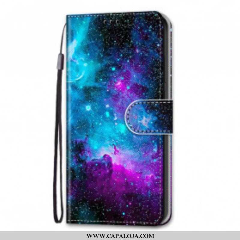 Capa De Couro Para Samsung Galaxy S21 Ultra 5G Céu Cósmico