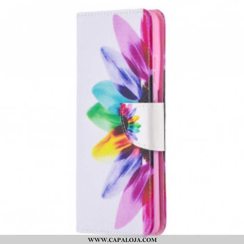 Capa De Couro Para Samsung Galaxy S21 Ultra 5G Flor Aquarela