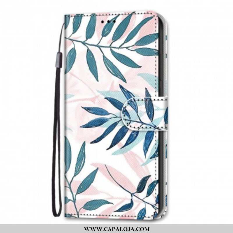 Capa De Couro Para Samsung Galaxy S21 Ultra 5G Folhagem Em Cores