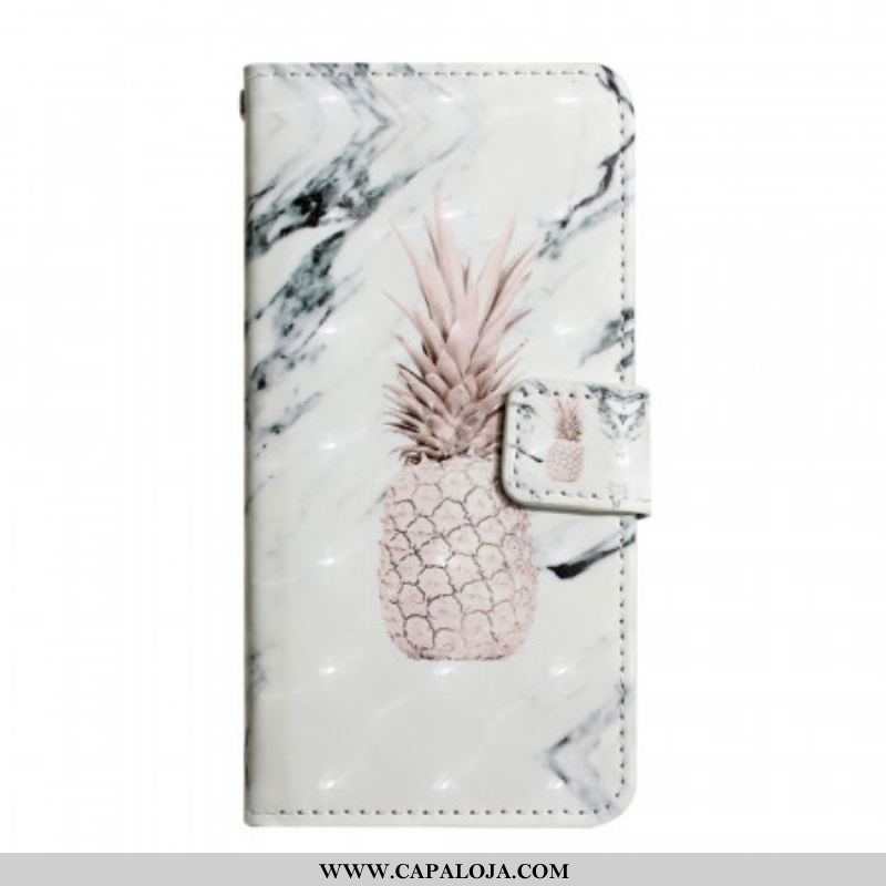 Capa De Couro Para Samsung Galaxy S22 5G Abacaxi Light Spot