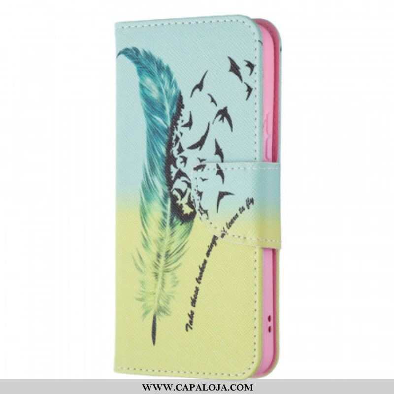 Capa De Couro Para Samsung Galaxy S22 5G Aprender A Voar