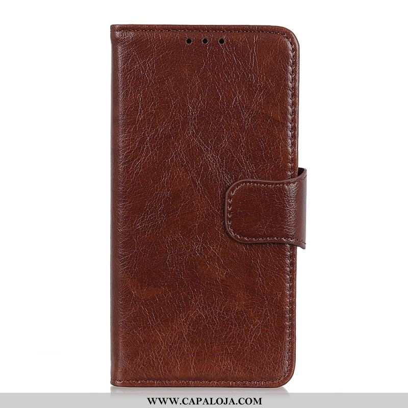 Capa De Couro Para Samsung Galaxy S22 5G Couro Napa Rachado