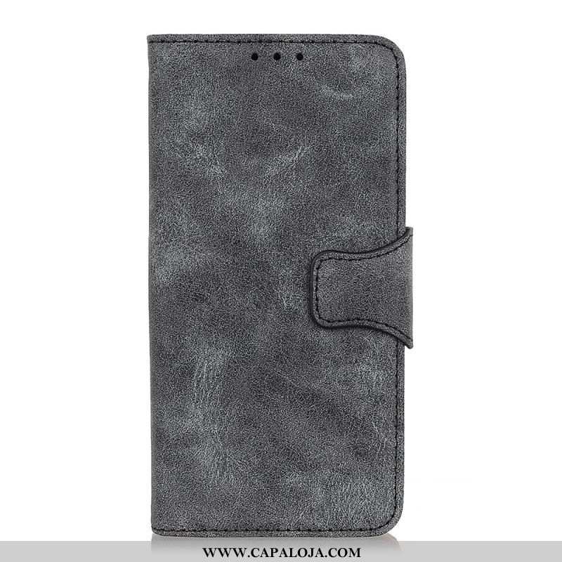 Capa De Couro Para Samsung Galaxy S22 5G Couro Rachado Vintage