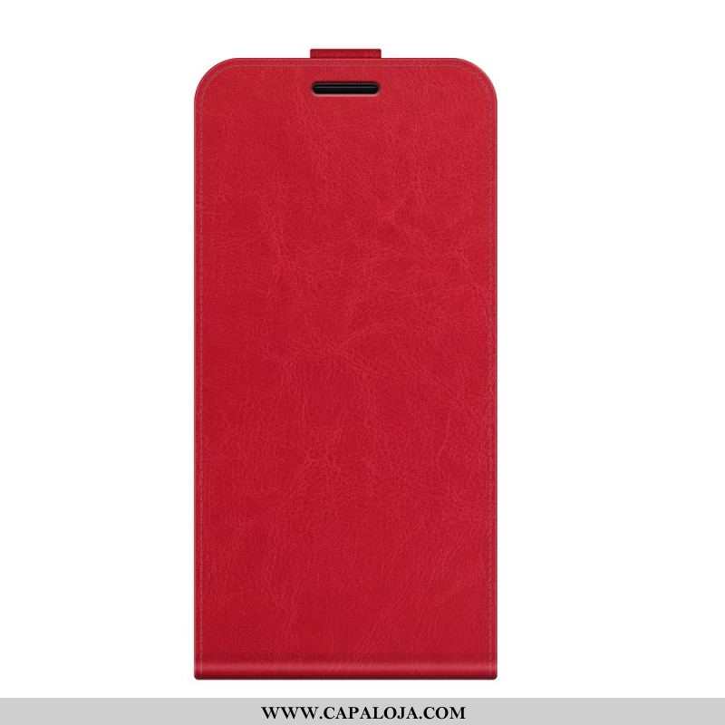 Capa De Couro Para Samsung Galaxy S22 5G Flip Aba Vertical Efeito Couro