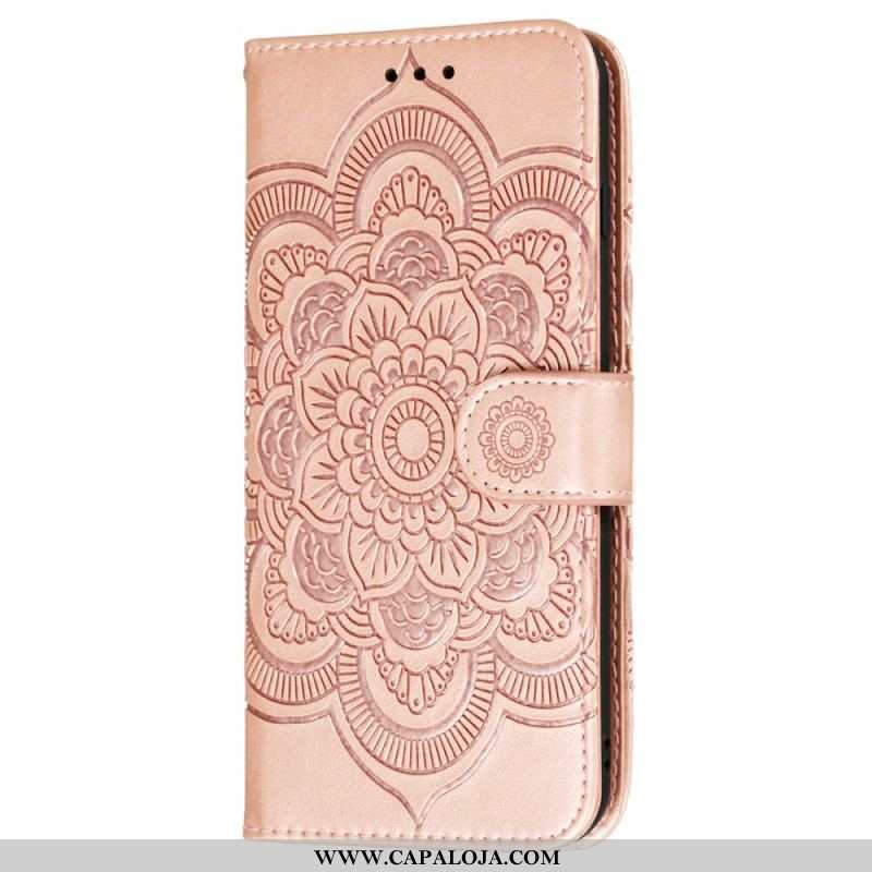 Capa De Couro Para Samsung Galaxy S22 5G Mandala Completa