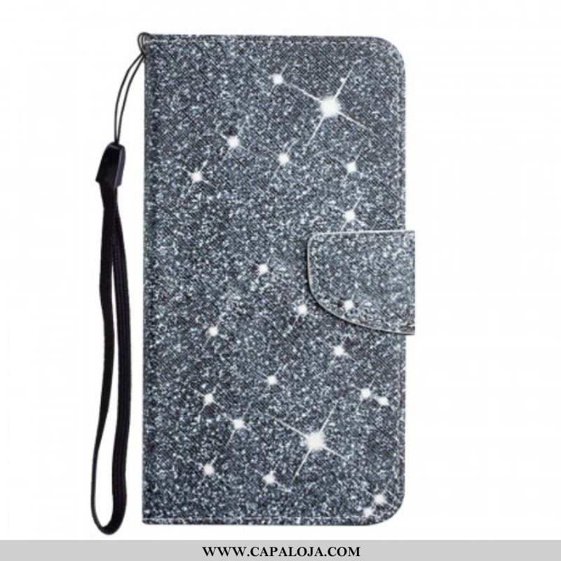 Capa De Couro Para Samsung Galaxy S22 Plus 5G De Cordão Lantejoulas Strappy