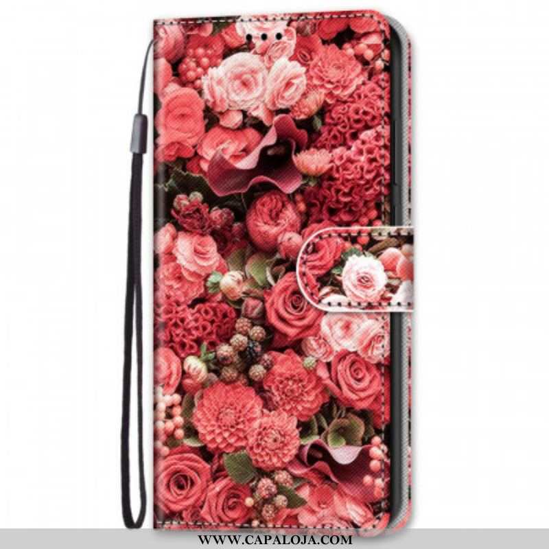 Capa De Couro Para Samsung Galaxy S22 Plus 5G Romance Floral