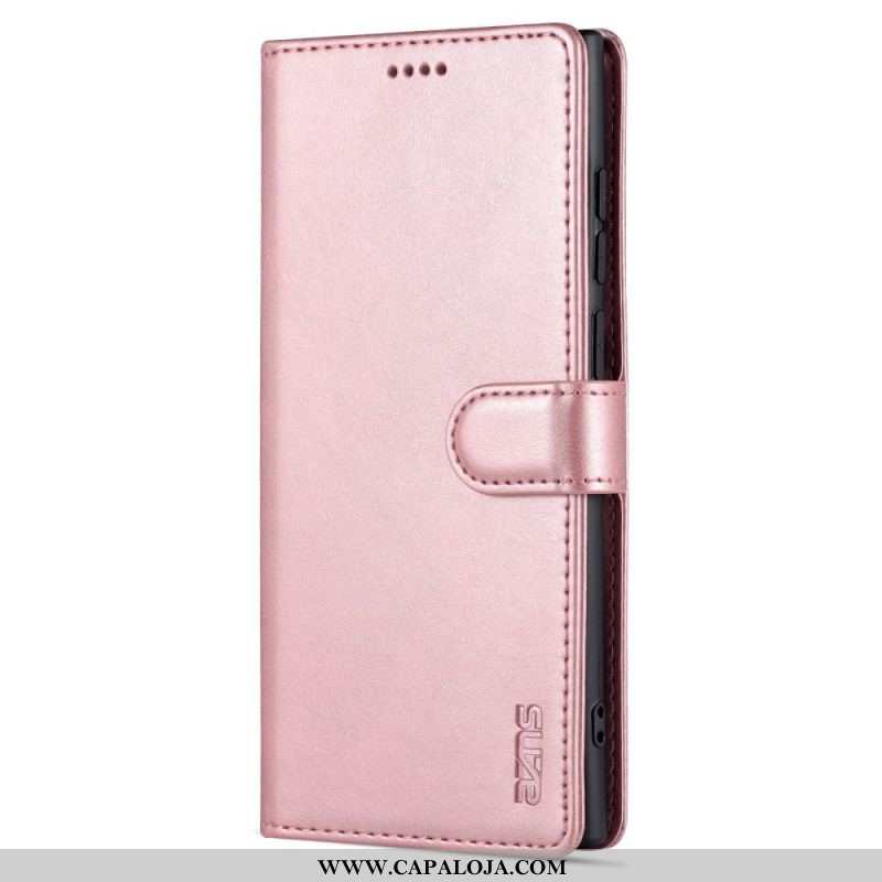 Capa De Couro Para Samsung Galaxy S22 Ultra 5G Azns