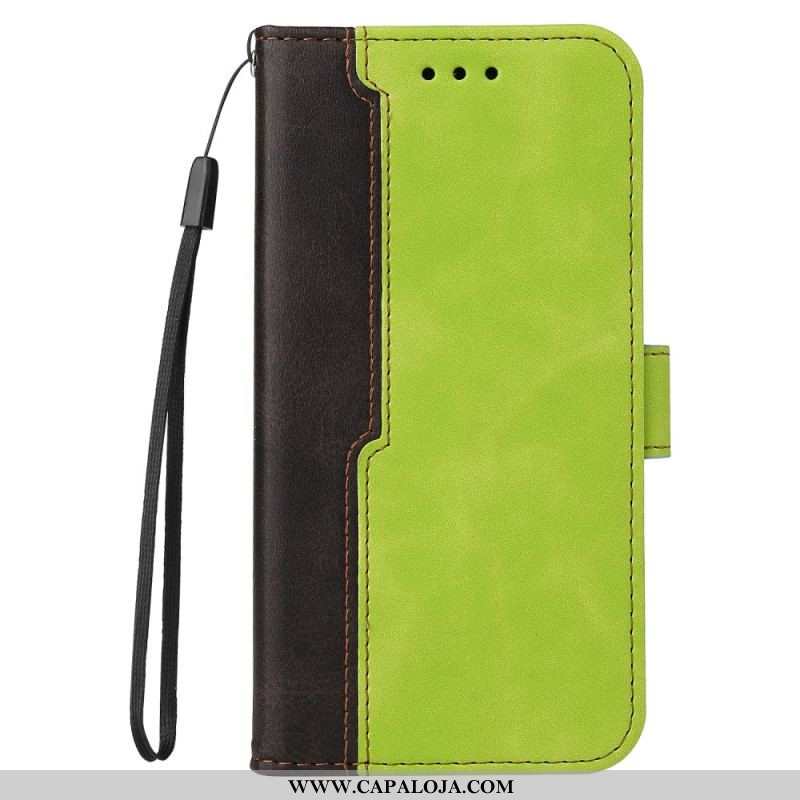 Capa De Couro Para Samsung Galaxy S22 Ultra 5G Dois Tons