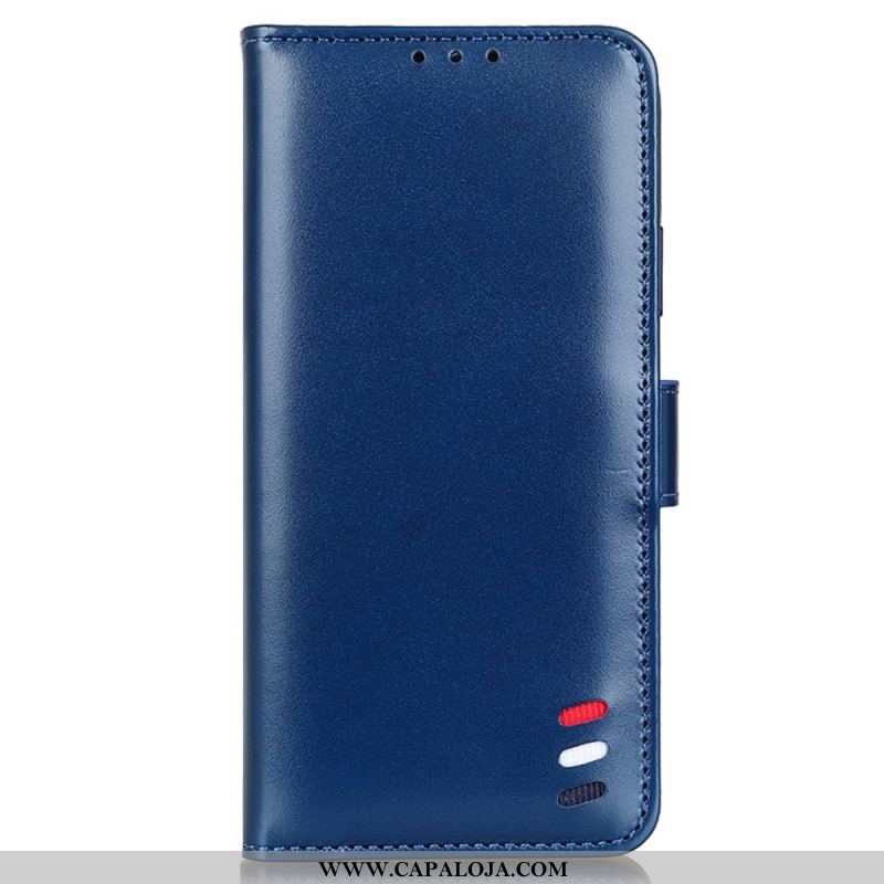 Capa De Couro Para Samsung Galaxy S22 Ultra 5G Efeito Couro Tricolor