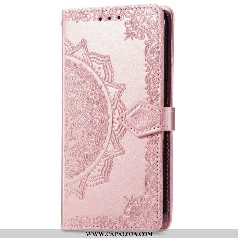 Capa De Couro Para Samsung Galaxy S22 Ultra 5G Mandala Idade Média