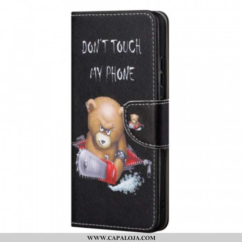 Capa De Couro Para Samsung Galaxy S22 Ultra 5G Urso Perigoso