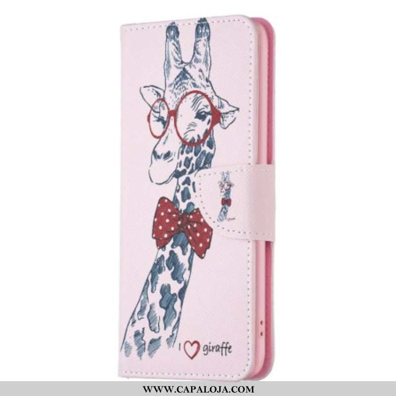 Capa De Couro Para Samsung Galaxy S23 5G Girafa Inteligente