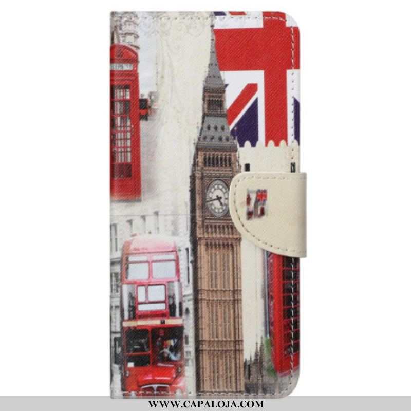 Capa De Couro Para Samsung Galaxy S23 5G Londres