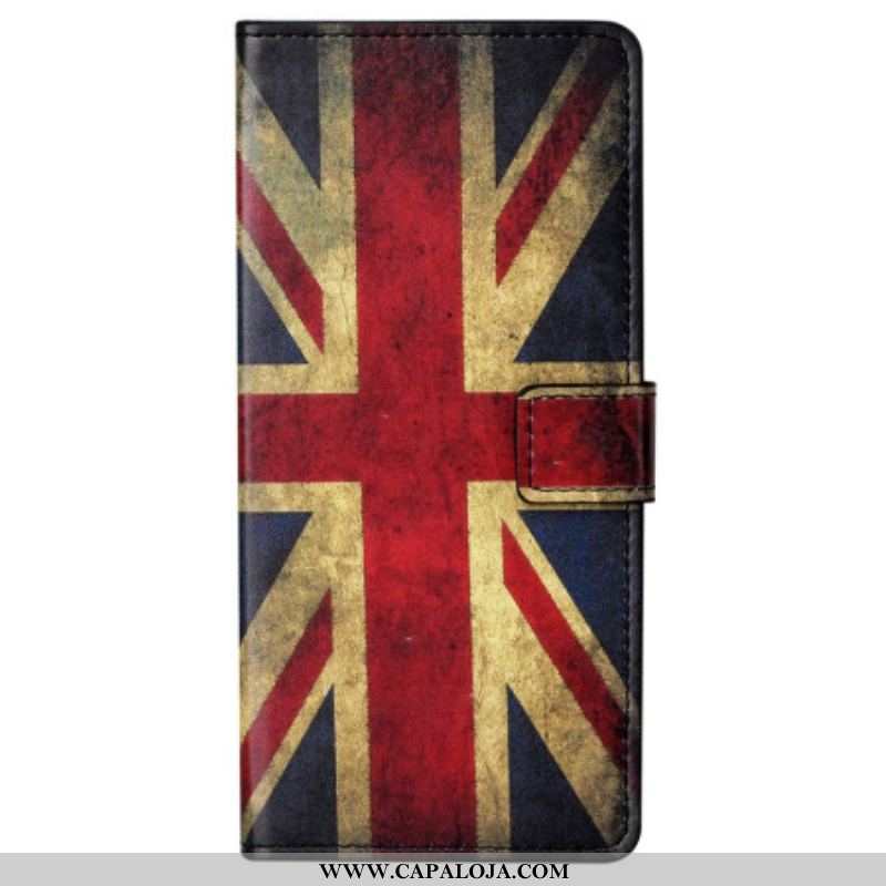 Capa De Couro Para Samsung Galaxy S23 Plus 5G Bandeira Inglesa Vintage