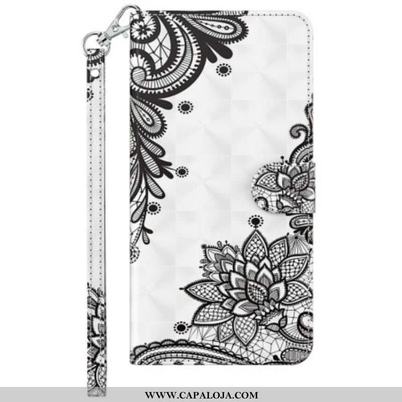 Capa De Couro Para Samsung Galaxy S23 Plus 5G De Cordão Renda Strappy