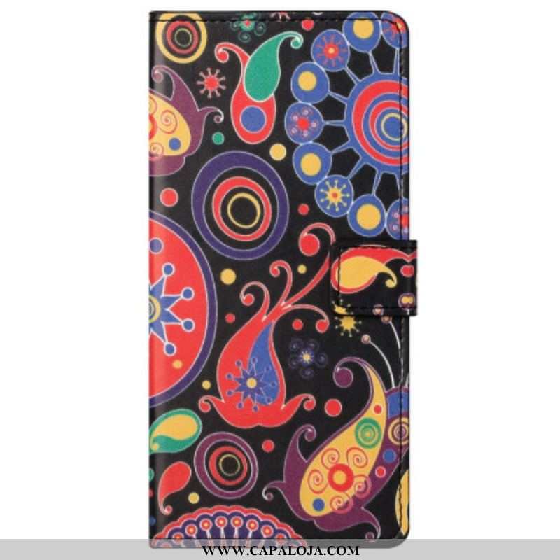 Capa De Couro Para Samsung Galaxy S23 Plus 5G Paisley