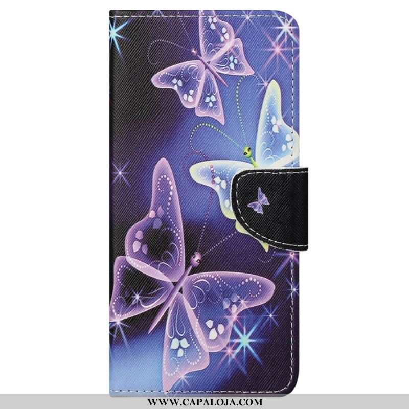 Capa De Couro Para Samsung Galaxy S23 Ultra 5G Borboletas Sublimes