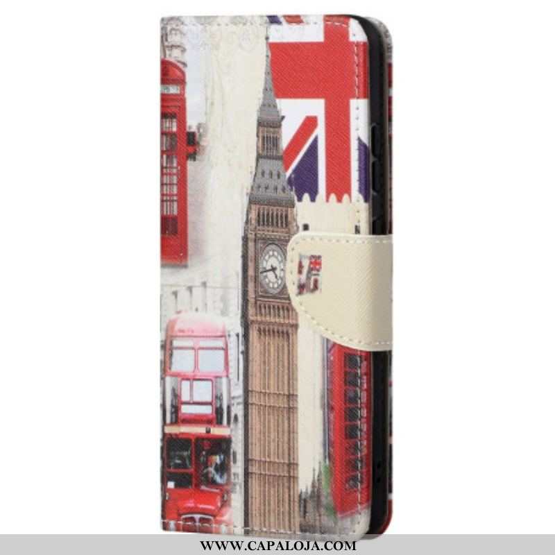 Capa De Couro Para Samsung Galaxy S23 Ultra 5G Londres