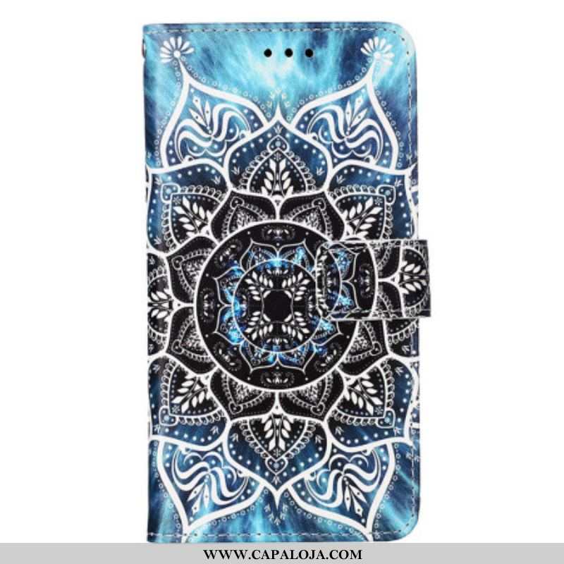 Capa De Couro Para Samsung Galaxy S23 Ultra 5G Mandala No Céu