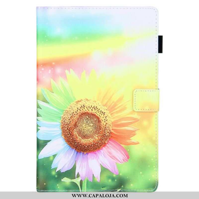 Capa De Couro Para Samsung Galaxy Tab A7 Lite Flores Ao Sol