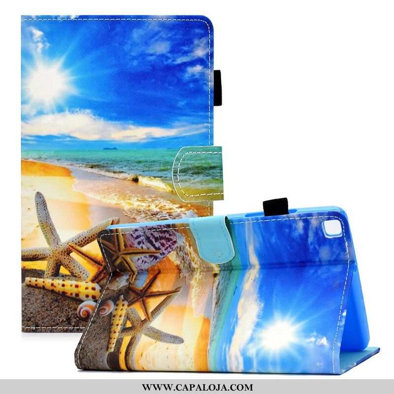 Capa De Couro Para Samsung Galaxy Tab A7 Lite Praia Divertida