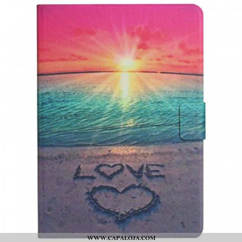 Capa De Couro Para Samsung Galaxy Tab A8 (2021) Amor Ao Pôr Do Sol