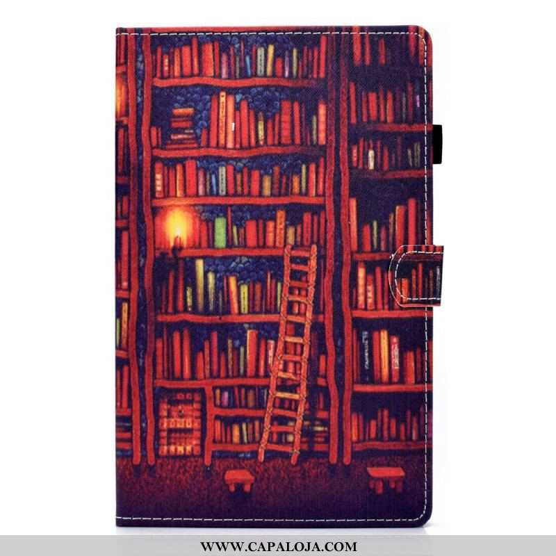 Capa De Couro Para Samsung Galaxy Tab A8 (2021) Biblioteca