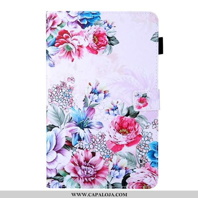 Capa De Couro Para Samsung Galaxy Tab A8 (2021) Desenho De Flor