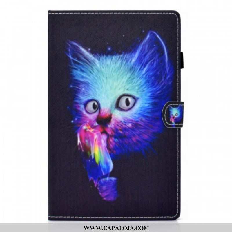 Capa De Couro Para Samsung Galaxy Tab A8 (2021) Gato Psicótico