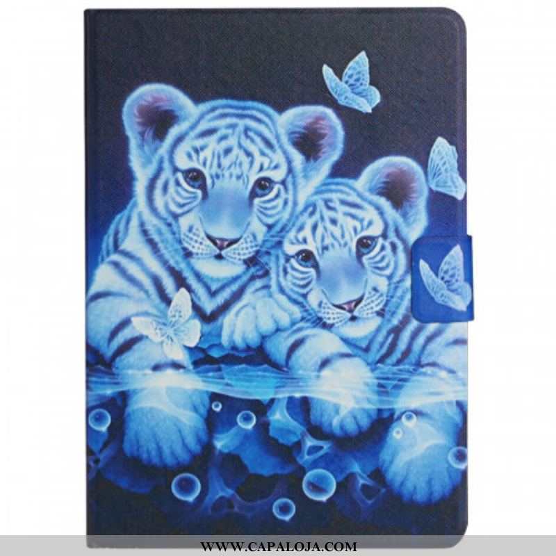 Capa De Couro Para Samsung Galaxy Tab A8 (2021) Tigres