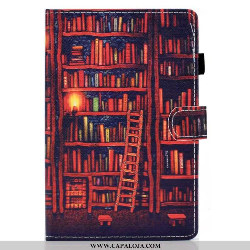 Capa De Couro Para Samsung Galaxy Tab S8 / Tab S7 Biblioteca